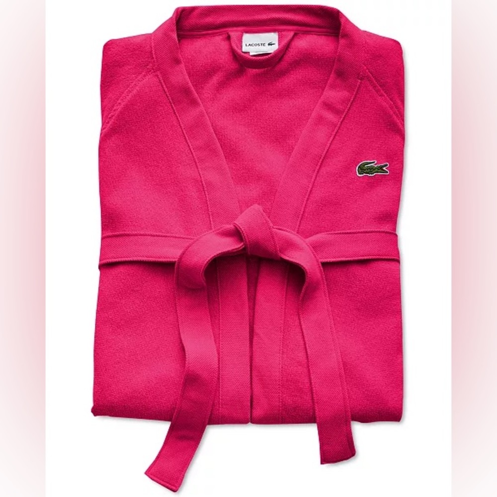 Lacoste Logo Patch 100% Cotton Pique Bath Robe